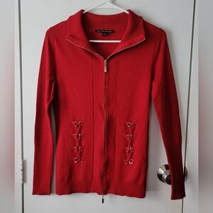 Boston Proper Zip-Up Red Sweater